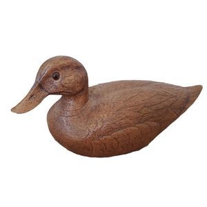 Vintage 80s Phase IV Hand Carved Signed Mallard Duck Decoy Hunting USA Brown